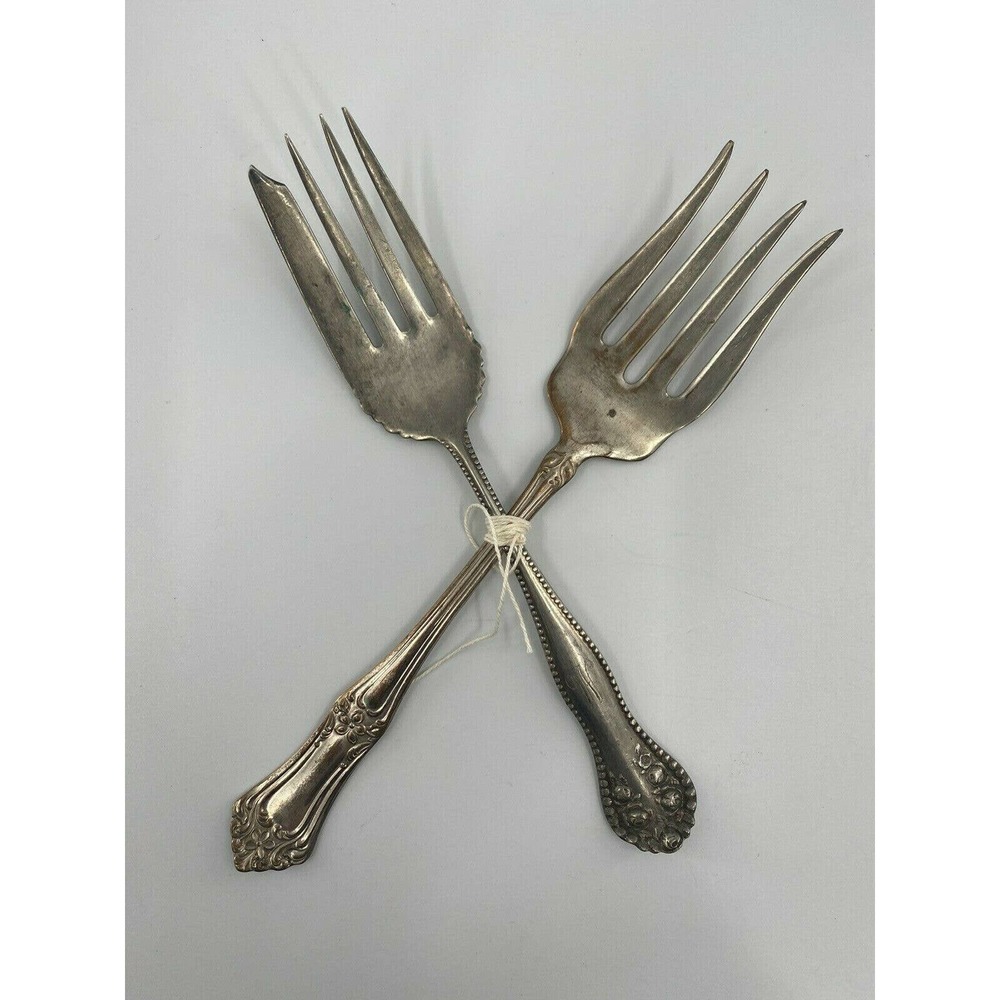 Crown Silver Silverplate Meat Salad Serving Forks Mixed 8.5" Lot SET OF 2